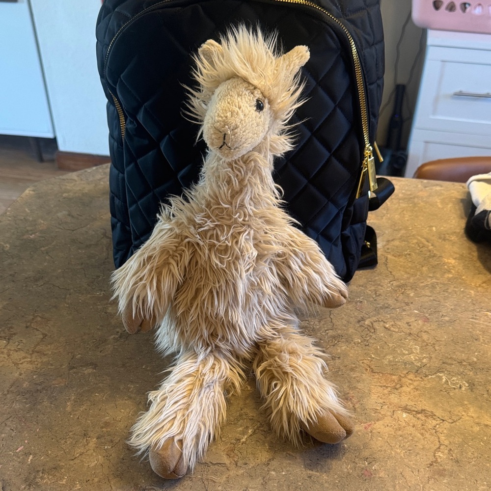 Jellycat Beige Fluffy Llama Dog Toy